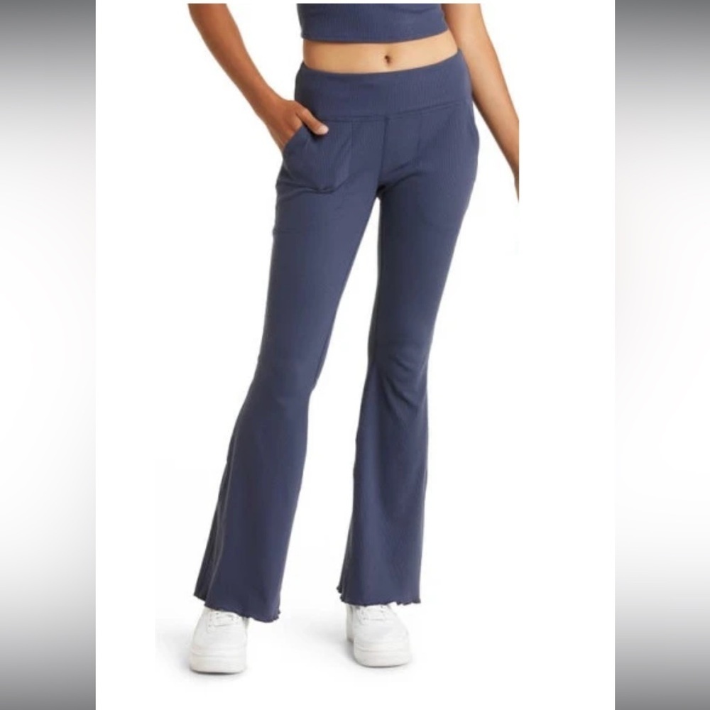 NWT Outdoor Voices Rib Flare Leg Pants in Dark Sky